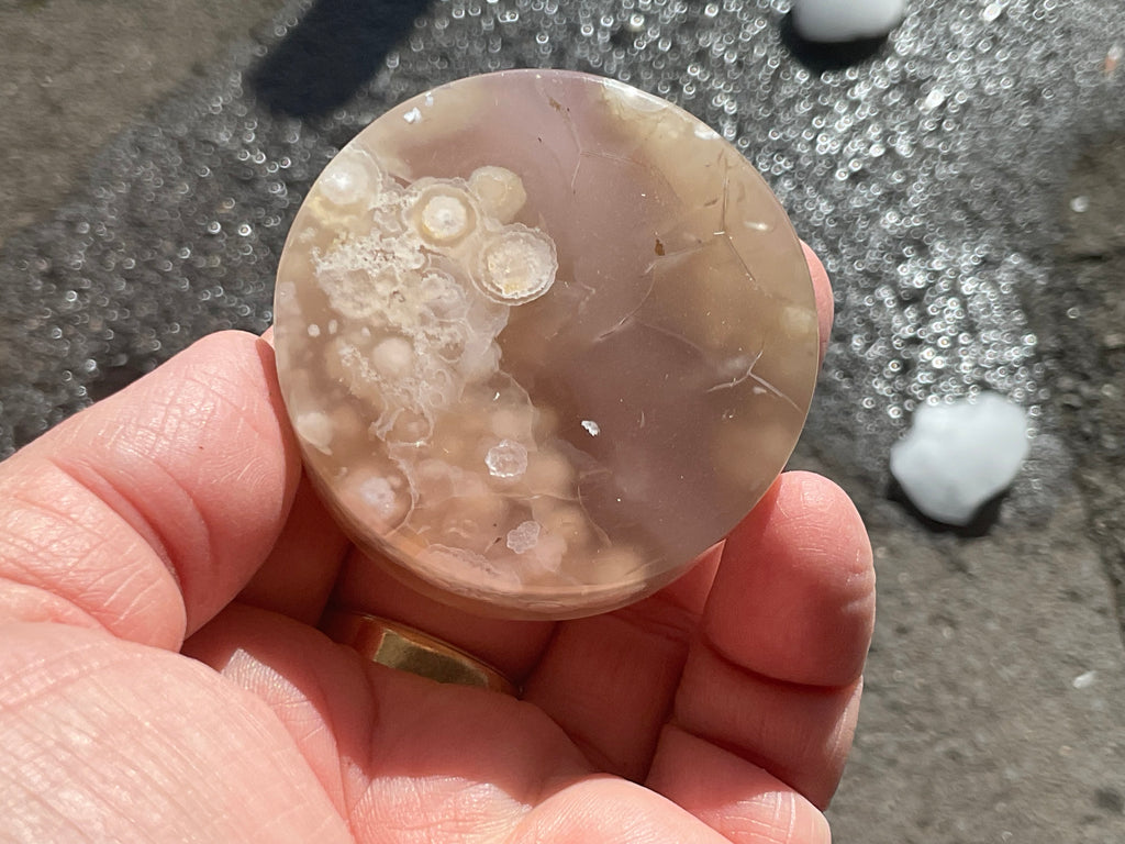 109g Flower Agate Polished Disk 1B