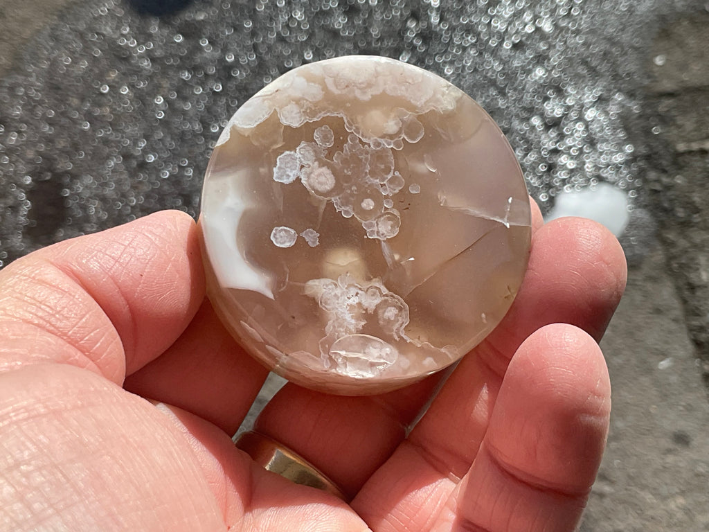 109g Flower Agate Polished Disk 1B