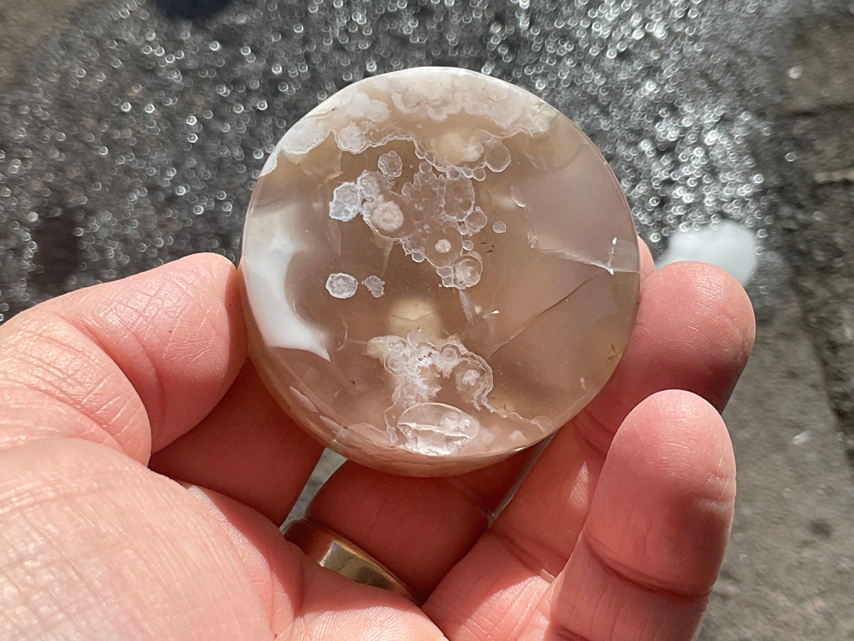 109g Flower Agate Polished Disk 1B