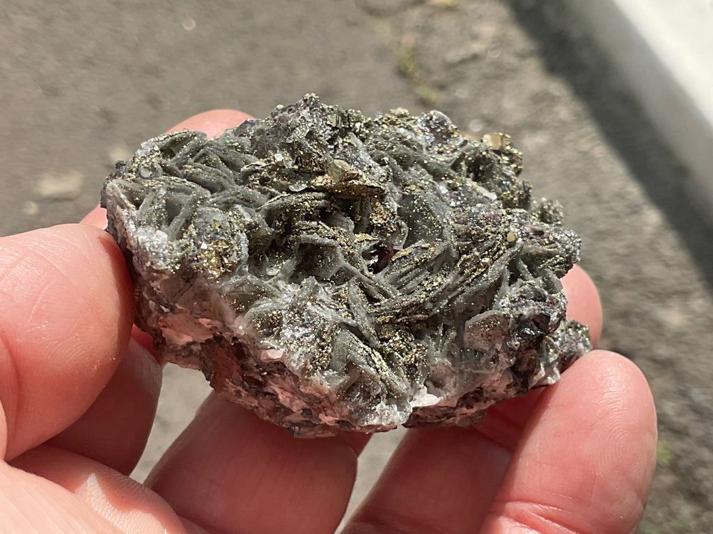 108g Pyrite encrusted Calcite on Limonite Quartz Specimen 2B from Fujian, China