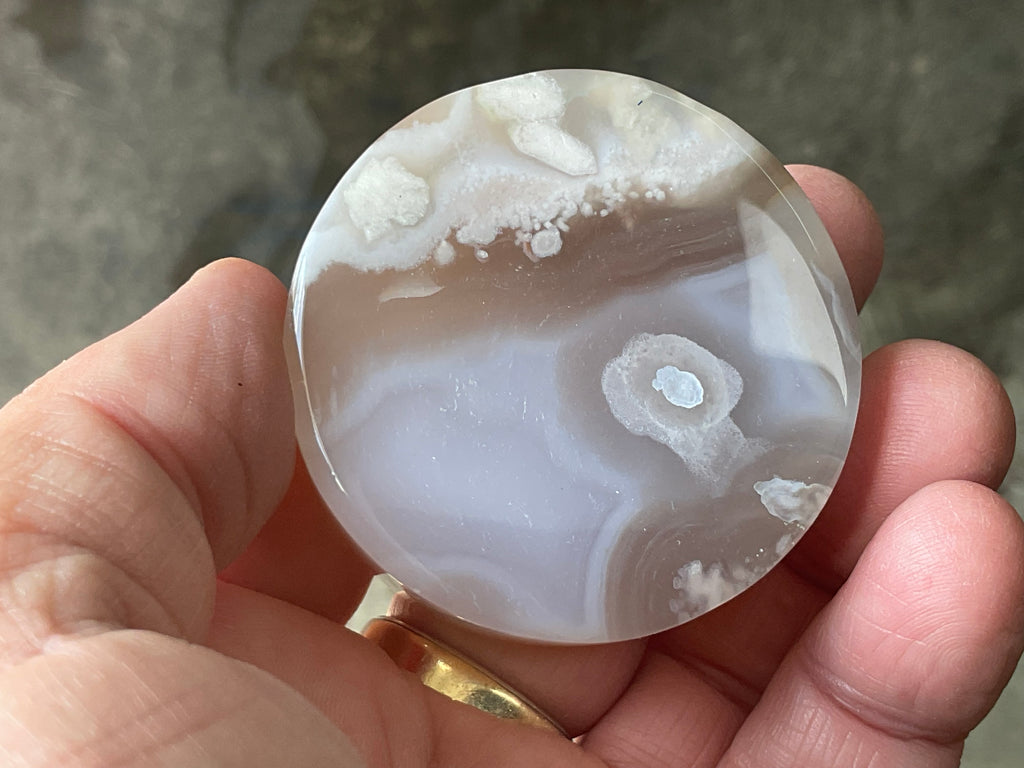 116g Flower Agate Polished Disc 1C