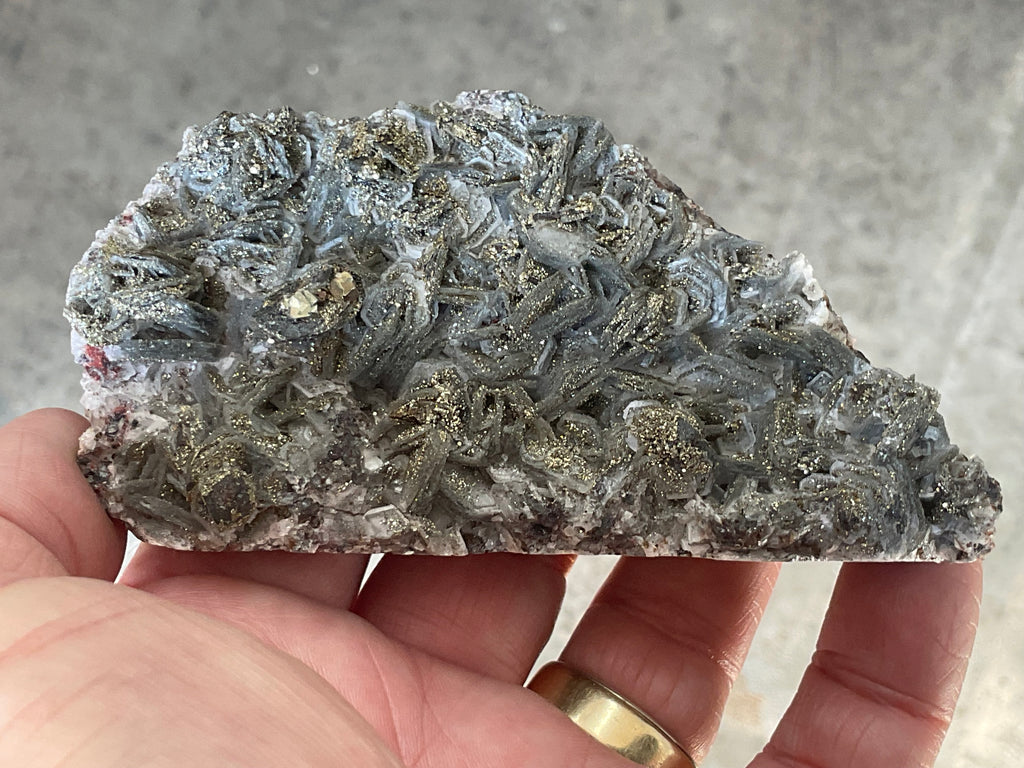 208g Pyrite encrusted Calcite on Limonite Quartz Specimen 2C from Fujian, China