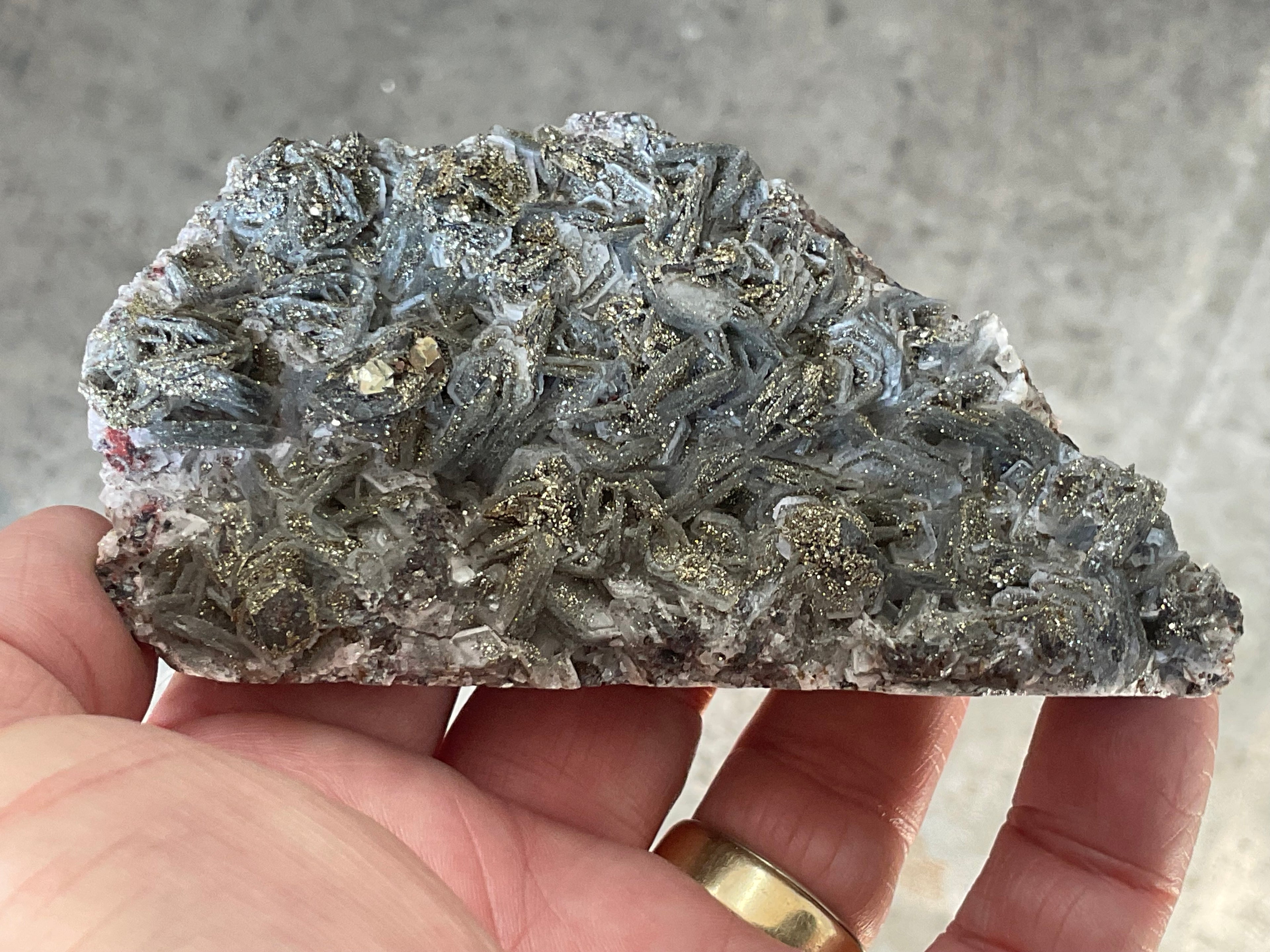 208g Pyrite encrusted Calcite on Limonite Quartz Specimen 2C from Fujian, China