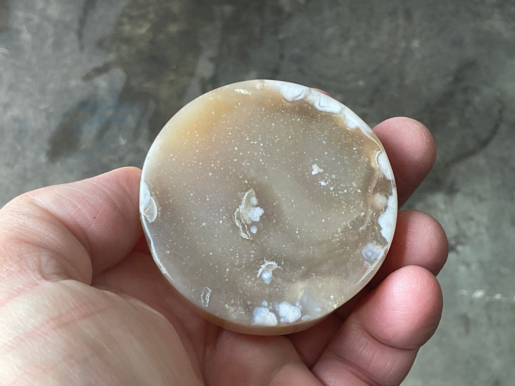 100g Flower Agate Polished Disc 2A