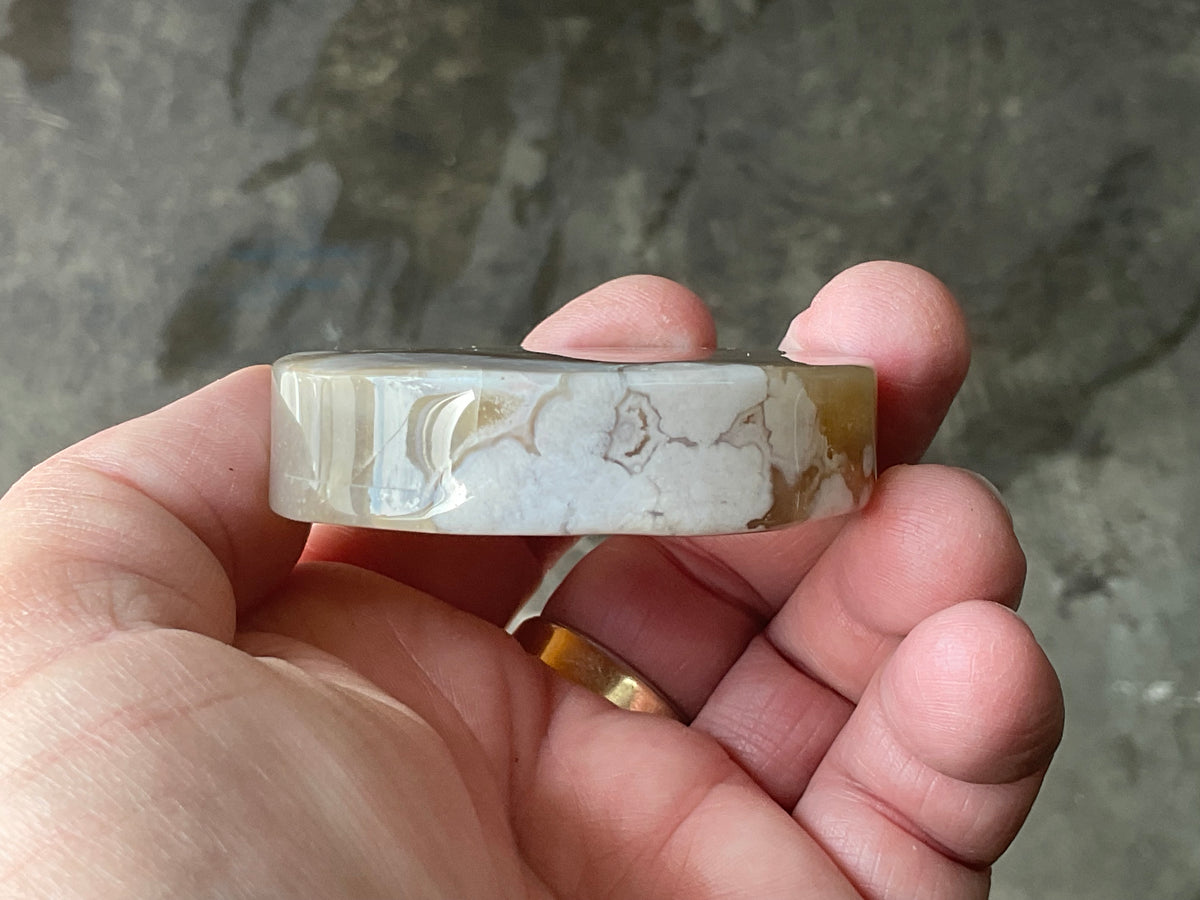 100g Flower Agate Polished Disc 2A