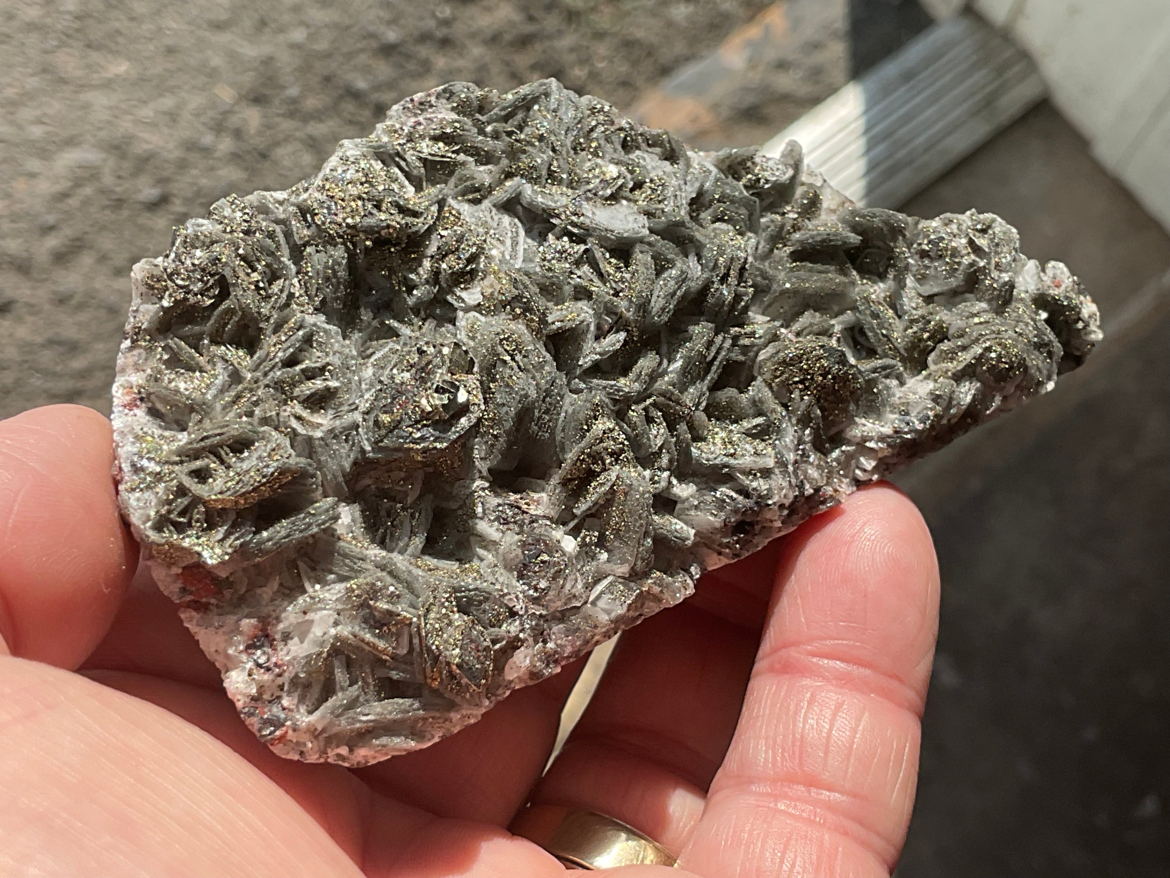 208g Pyrite encrusted Calcite on Limonite Quartz Specimen 2C from Fujian, China