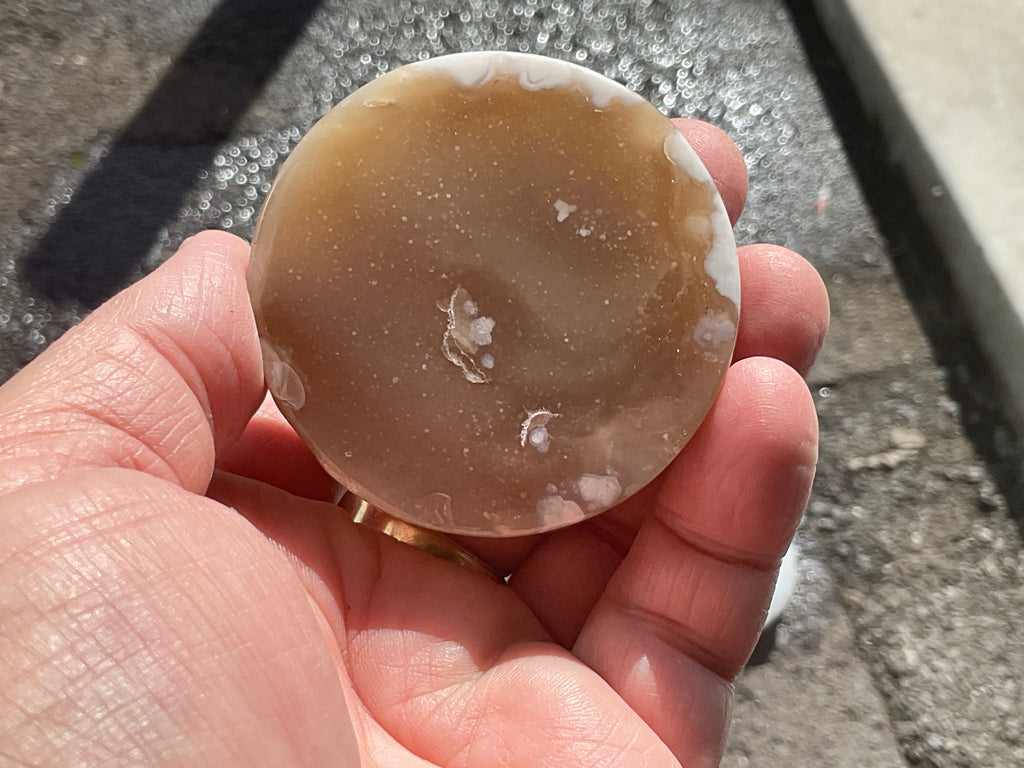 100g Flower Agate Polished Disc 2A
