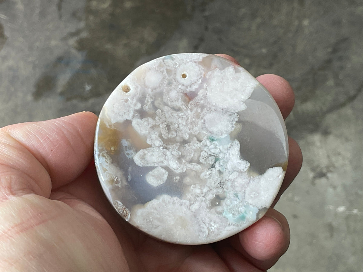 162g Flower Agate Polished Disc 2B