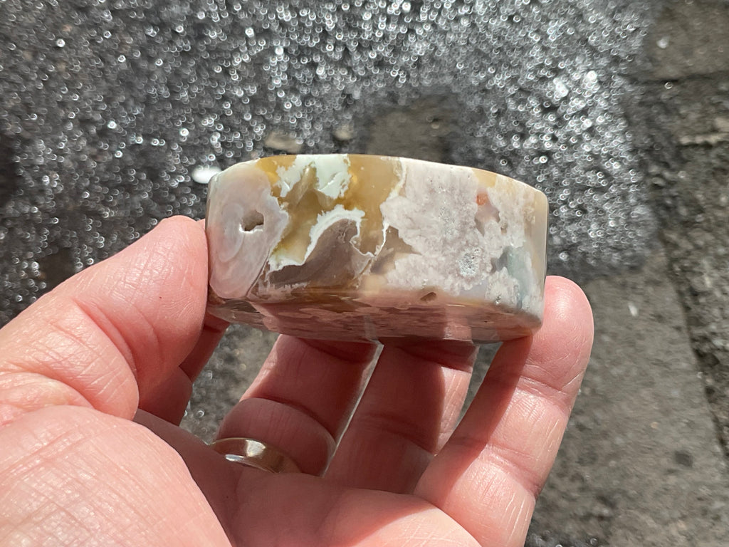 162g Flower Agate Polished Disc 2B