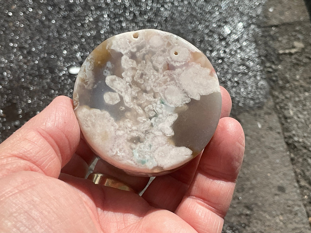 162g Flower Agate Polished Disc 2B