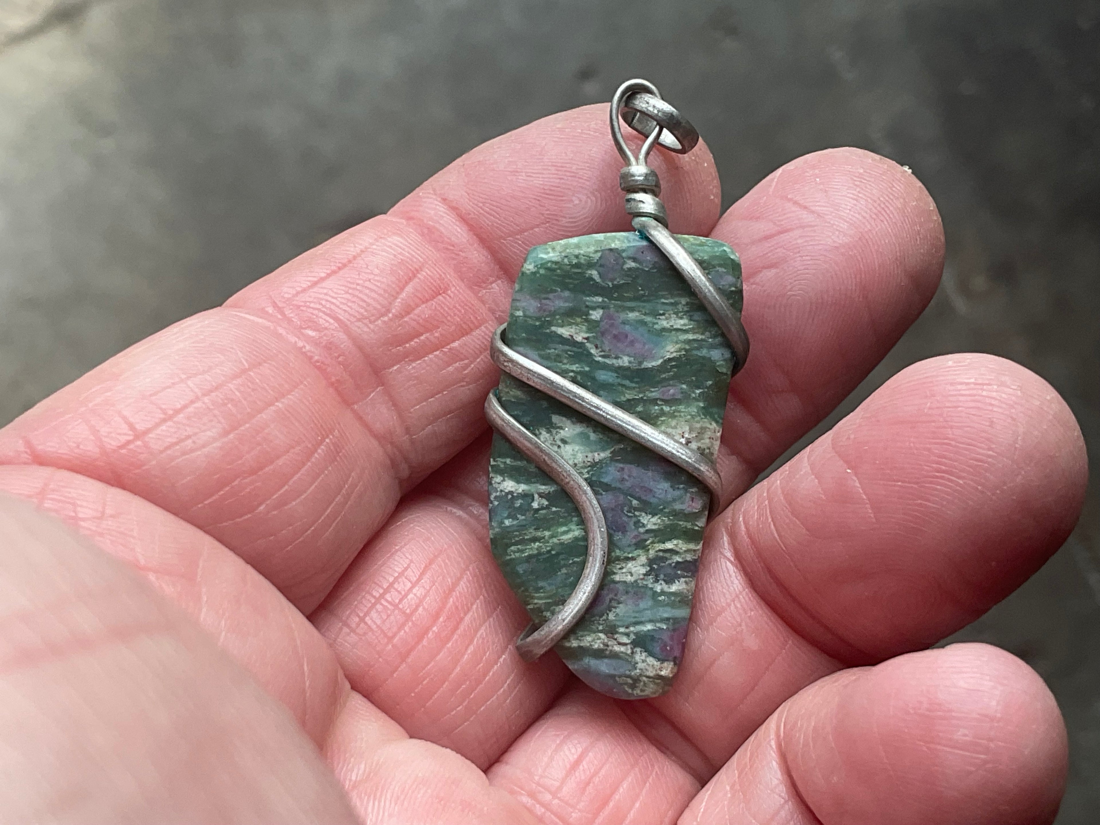 12g Ruby in Fuschite Wire Wrapped Pendant 1A