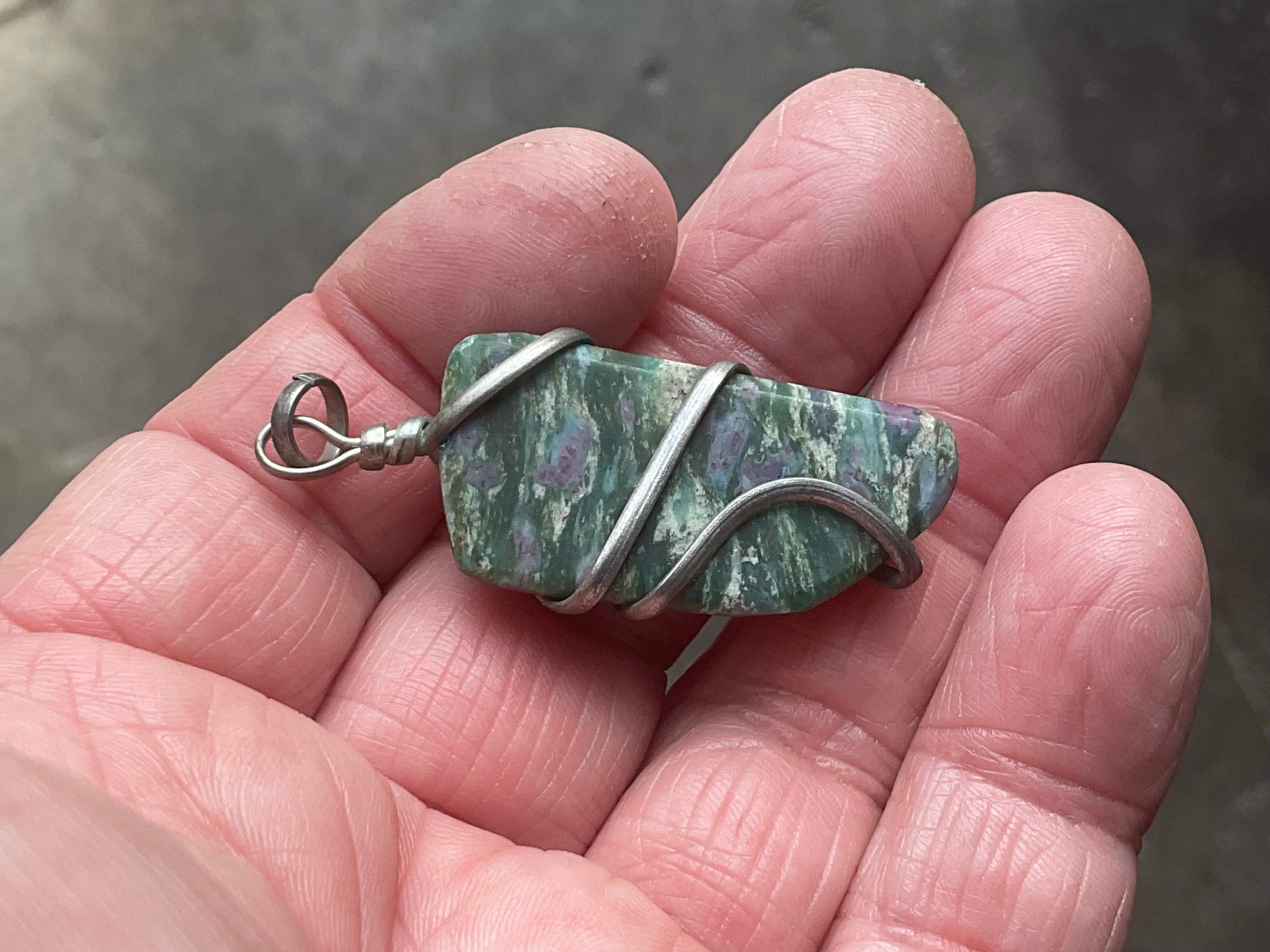 12g Ruby in Fuschite Wire Wrapped Pendant 1A