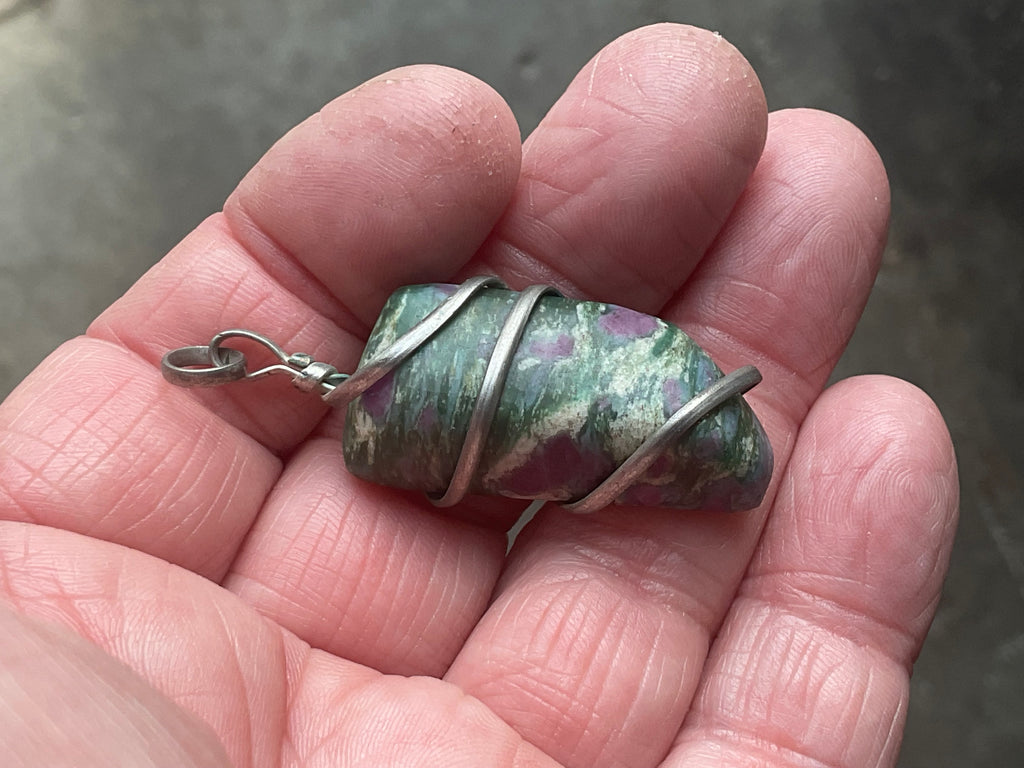12g Ruby in Fuschite Wire Wrapped Pendant 1A