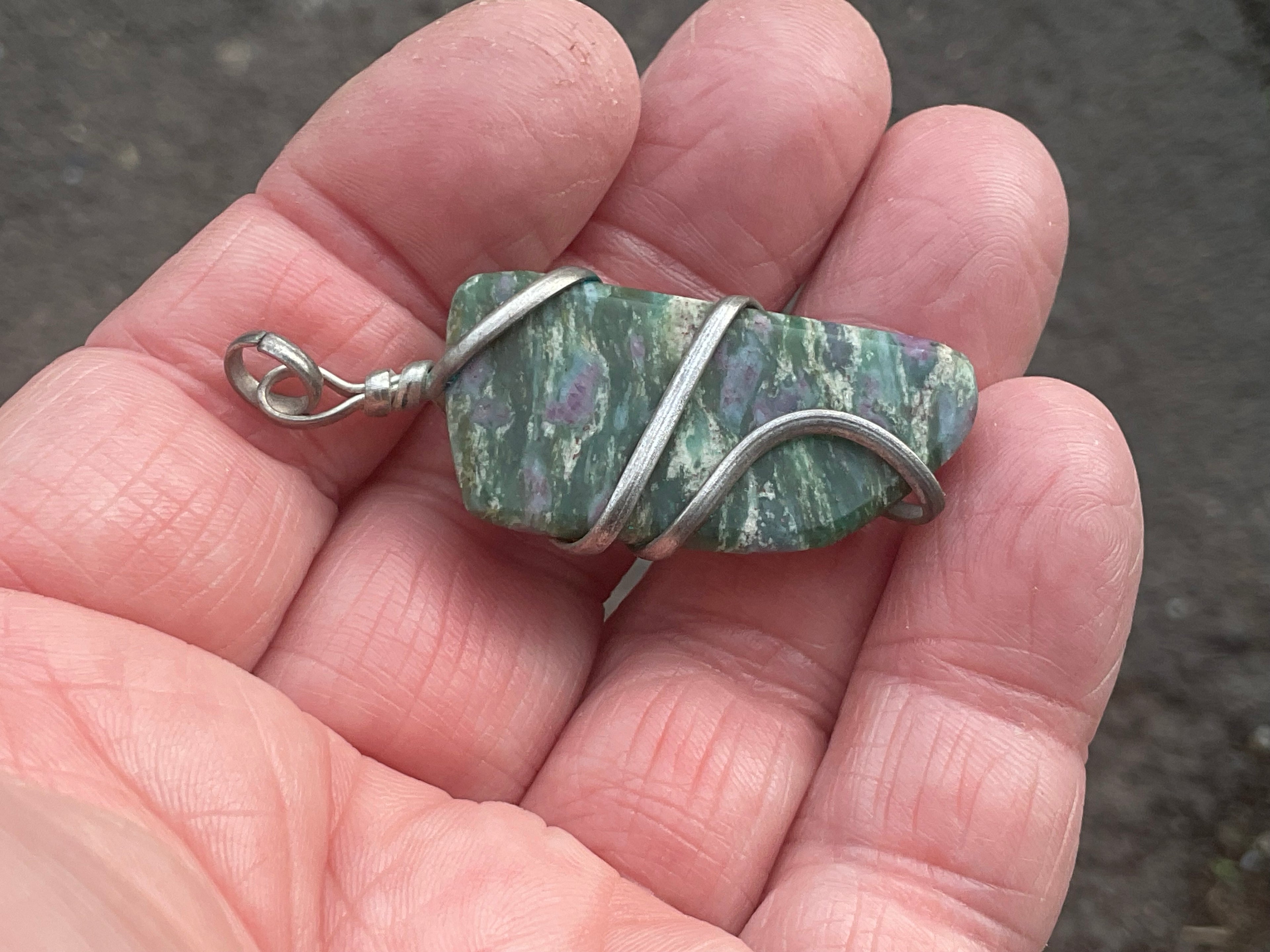 12g Ruby in Fuschite Wire Wrapped Pendant 1A