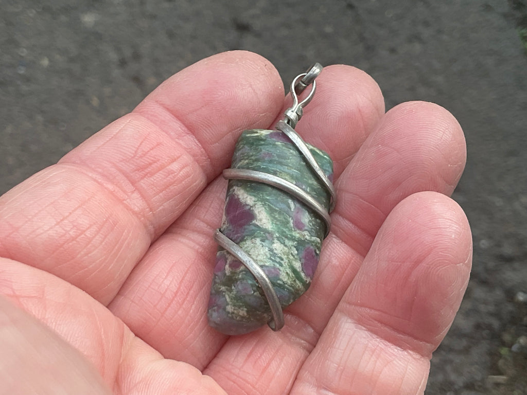 12g Ruby in Fuschite Wire Wrapped Pendant 1A