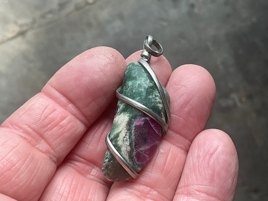 10g Ruby in Fuschite Wire Wrapped Pendant 1C