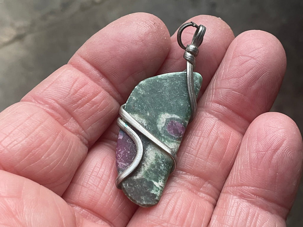 10g Ruby in Fuschite Wire Wrapped Pendant 1C
