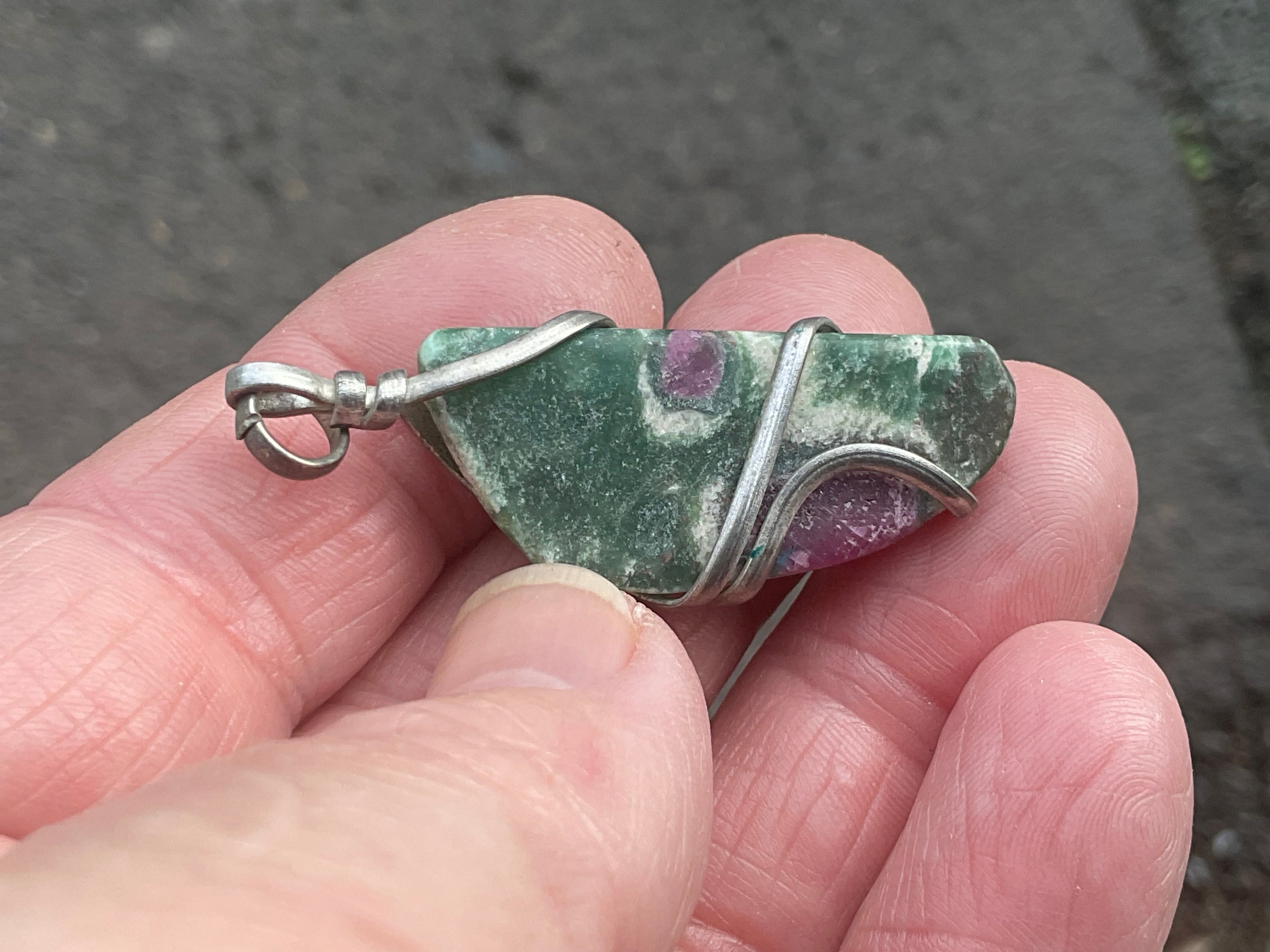 10g Ruby in Fuschite Wire Wrapped Pendant 1C