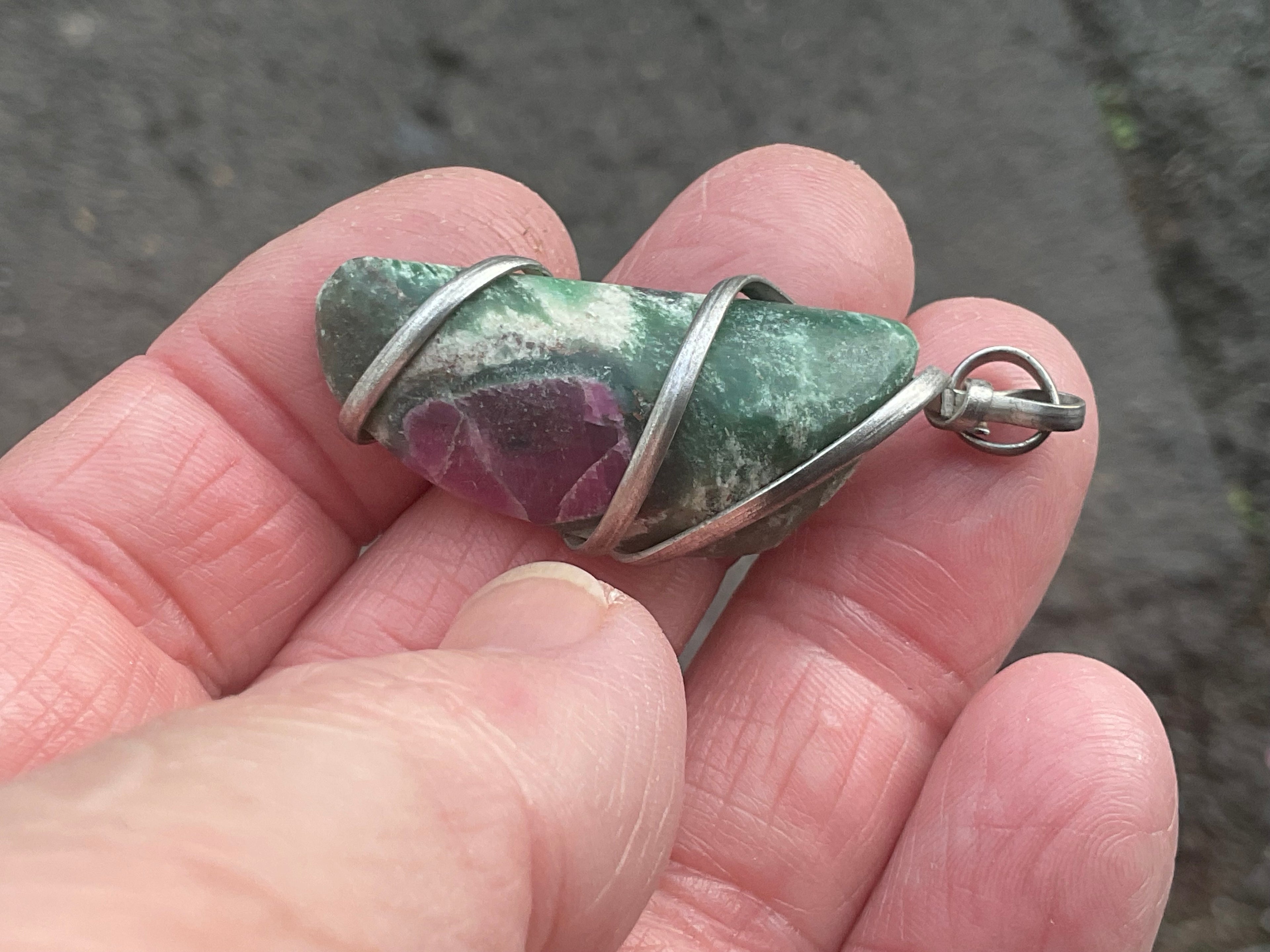 10g Ruby in Fuschite Wire Wrapped Pendant 1C