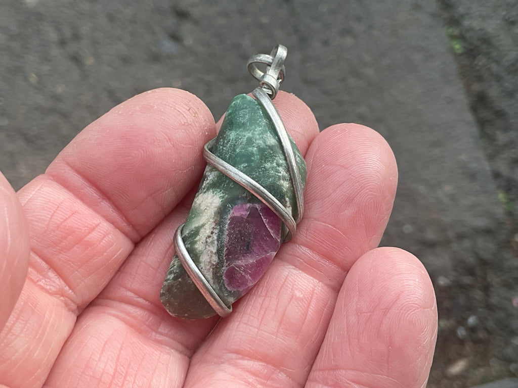 10g Ruby in Fuschite Wire Wrapped Pendant 1C