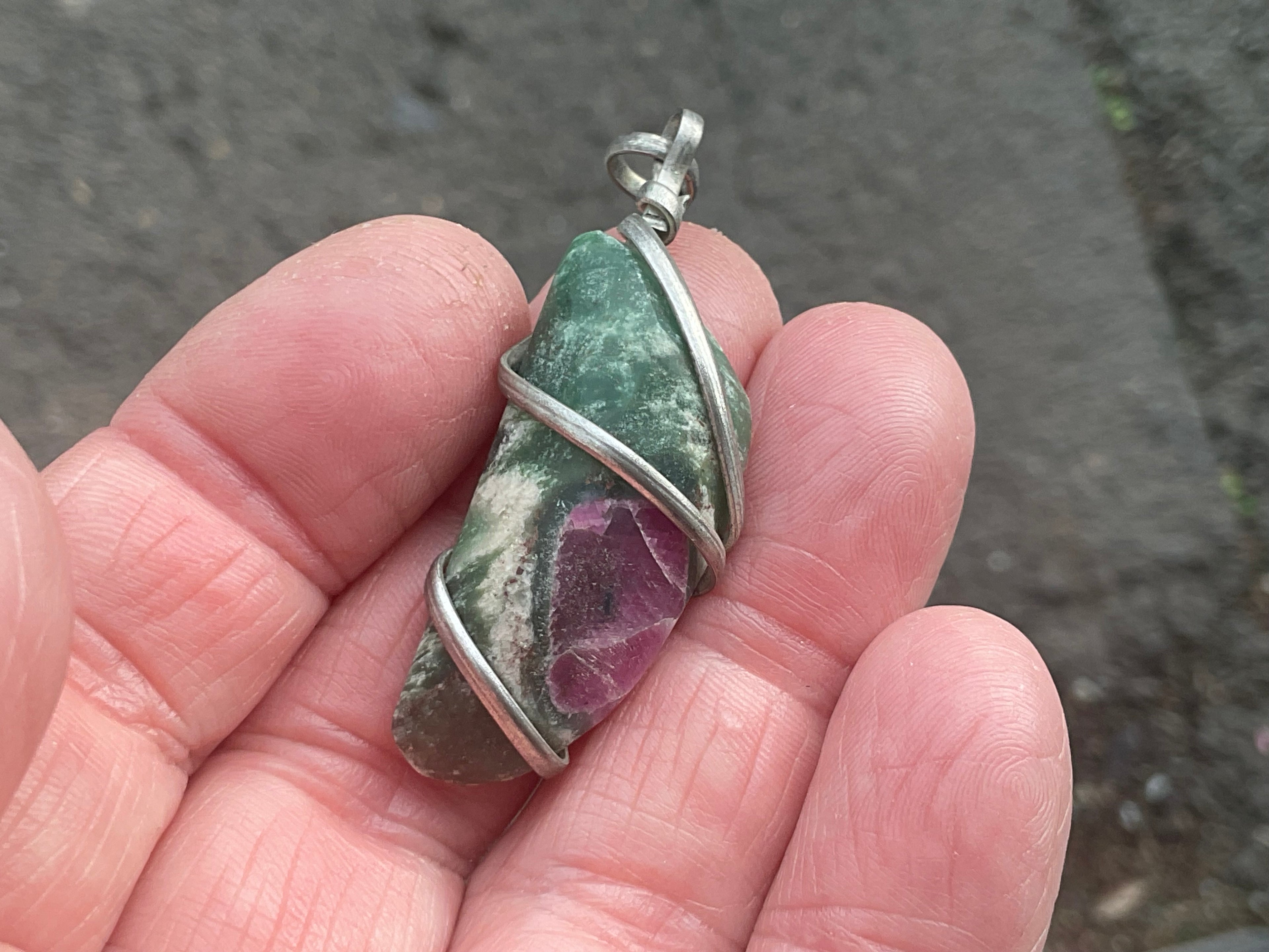 10g Ruby in Fuschite Wire Wrapped Pendant 1C