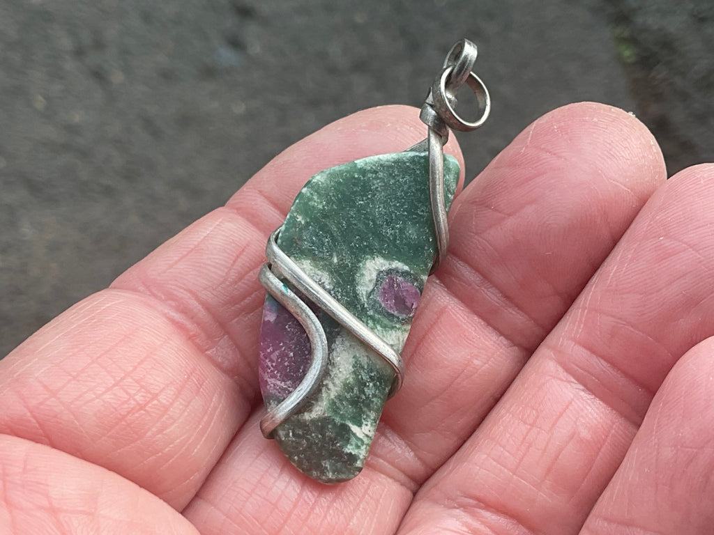 10g Ruby in Fuschite Wire Wrapped Pendant 1C