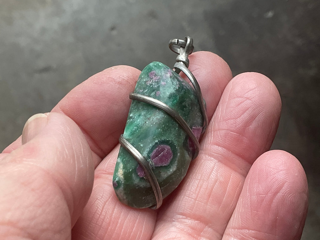 12g Ruby in Fuschite Wire Wrapped Pendant 3A