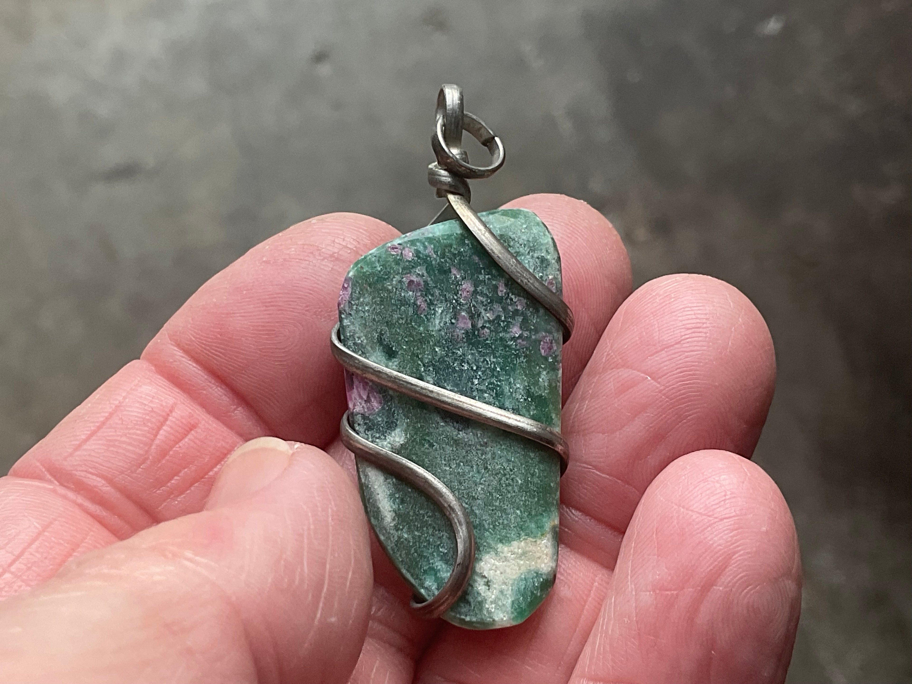 12g Ruby in Fuschite Wire Wrapped Pendant 3A
