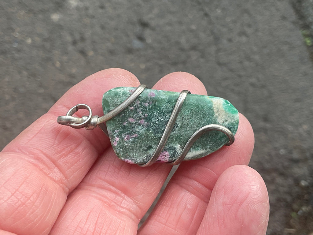 12g Ruby in Fuschite Wire Wrapped Pendant 3A