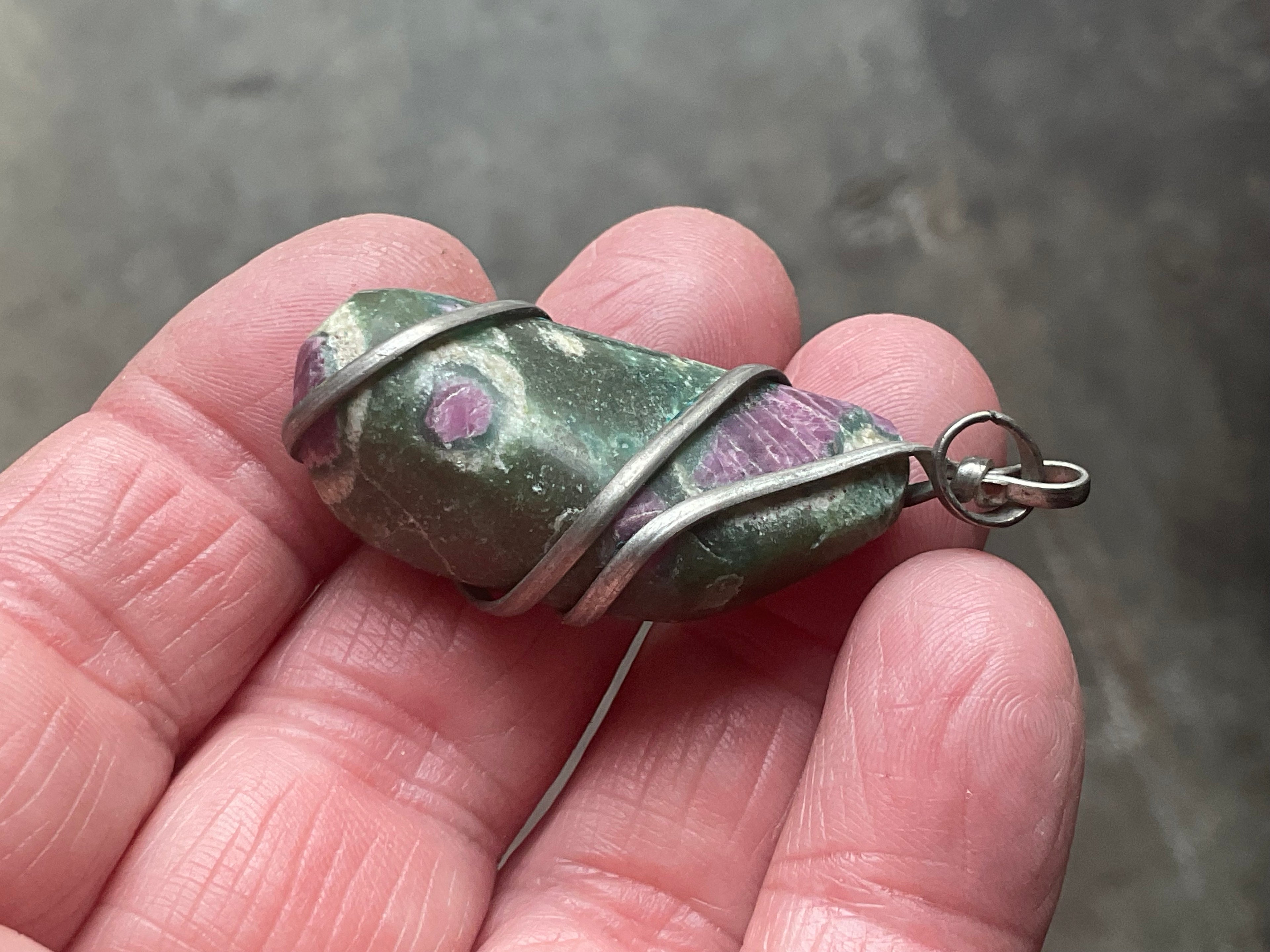 16g Ruby in Fuschite Wire Wrapped Pendant 3B