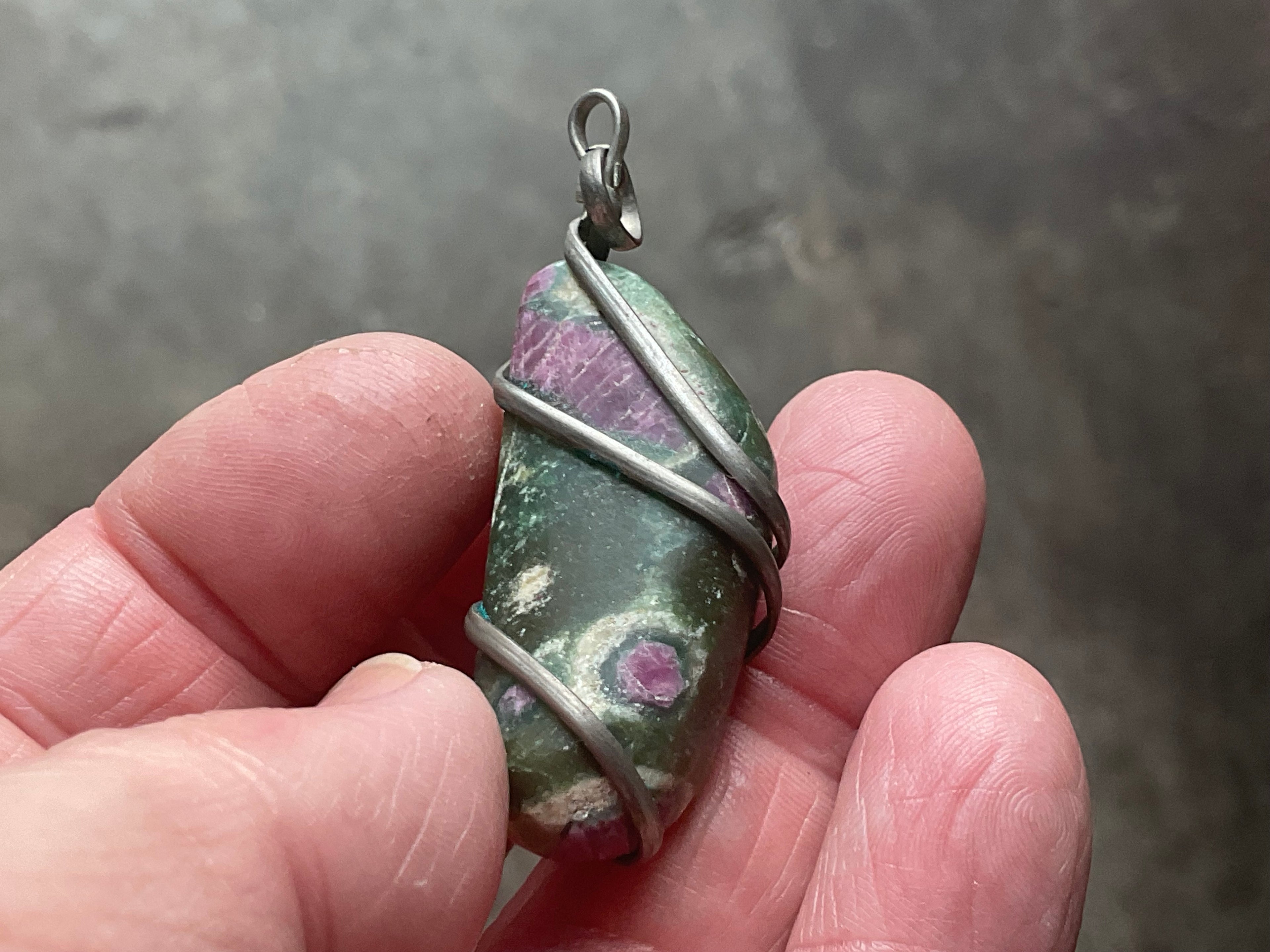 16g Ruby in Fuschite Wire Wrapped Pendant 3B