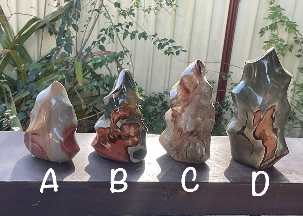 558g Polychrome Jasper Flame Carving C