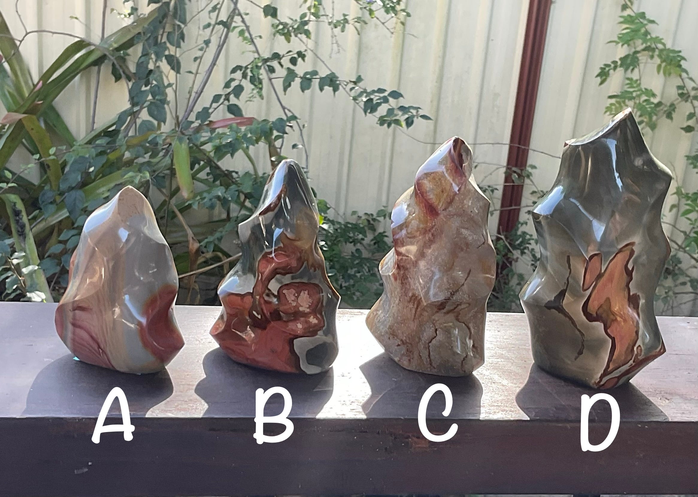 413g Polychrome Jasper Flame Carving B
