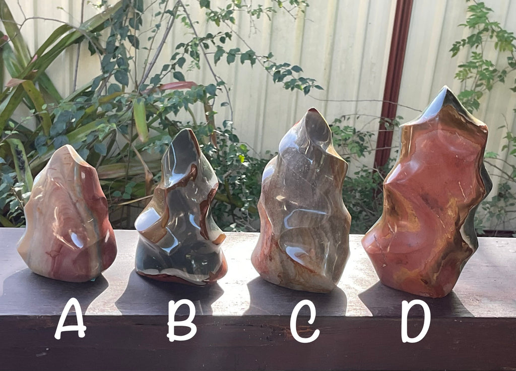 657g Polychrome Jasper Flame Carving D