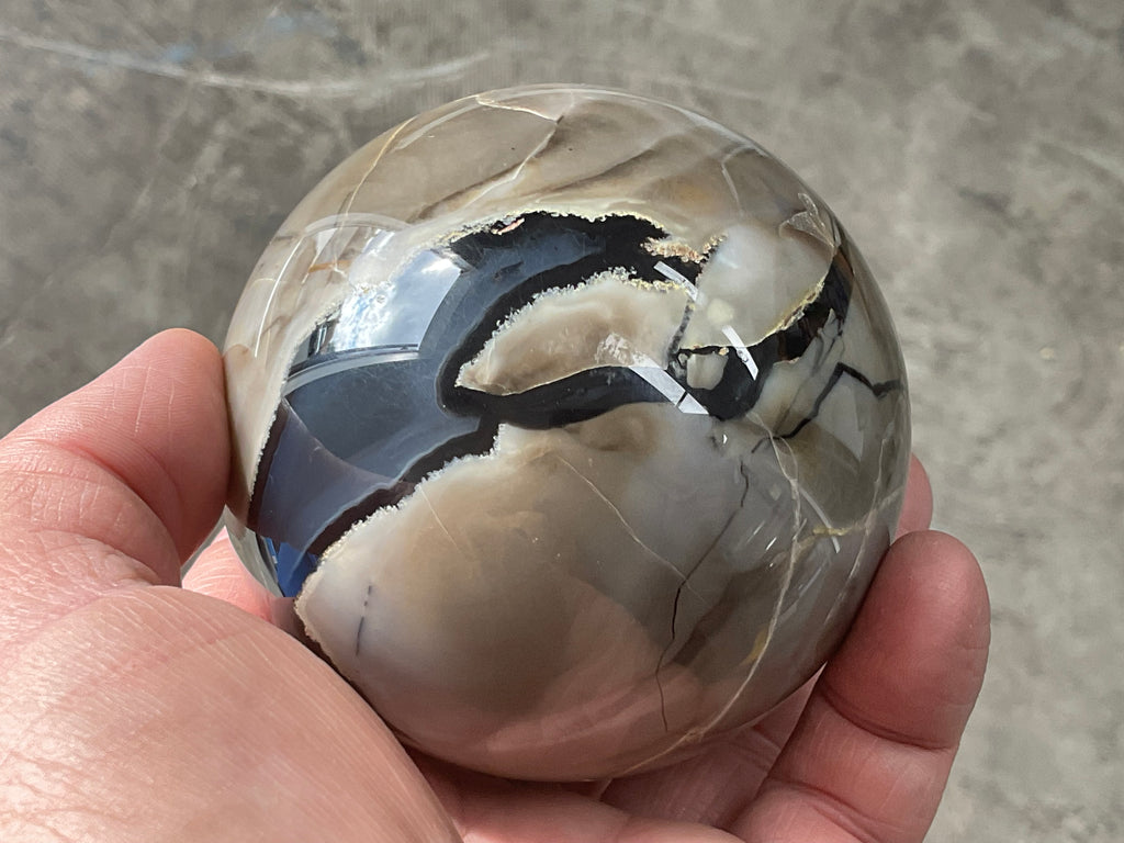 654g Volcano Agate Sphere 2C