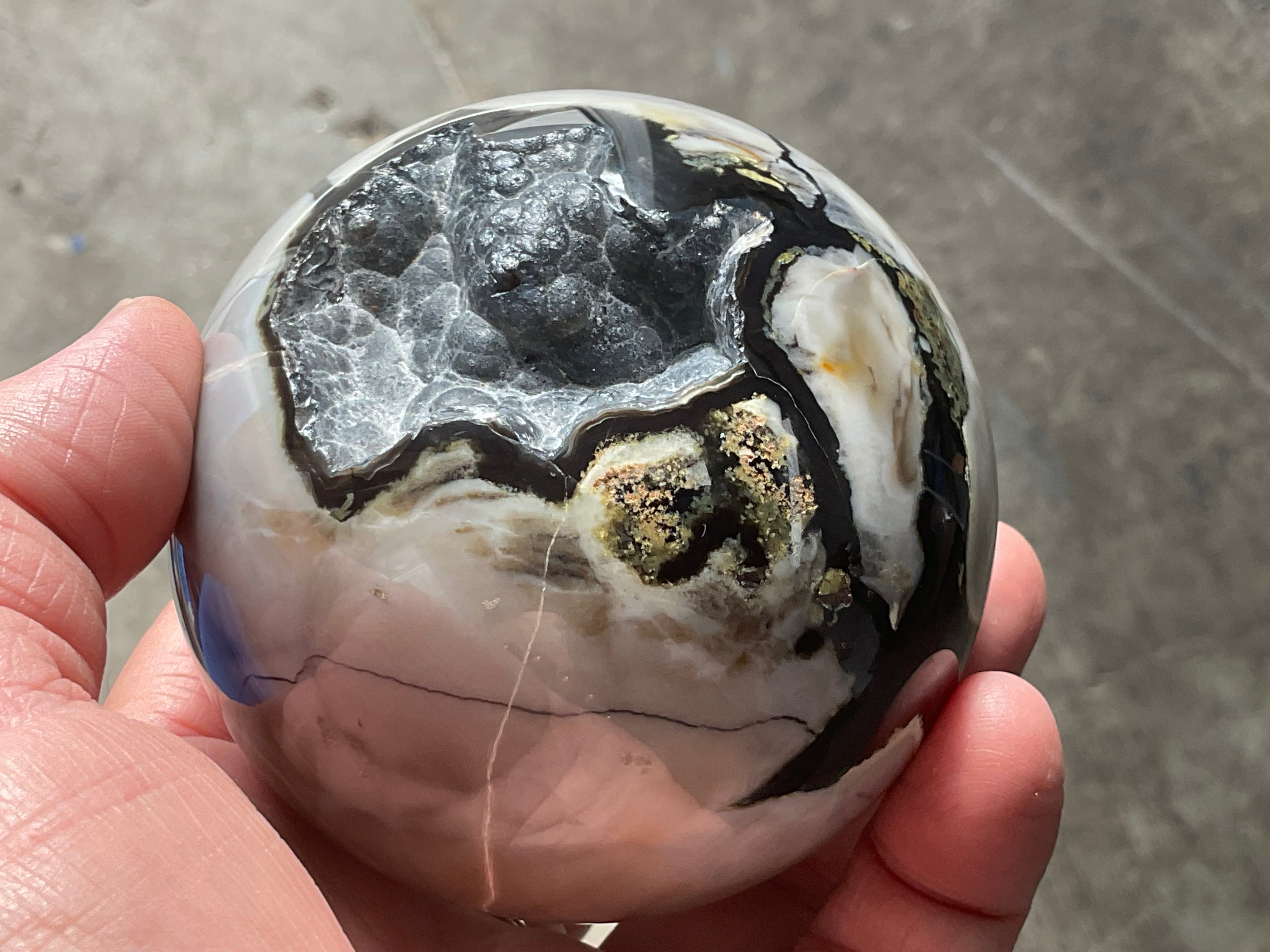 654g Volcano Agate Sphere 2C