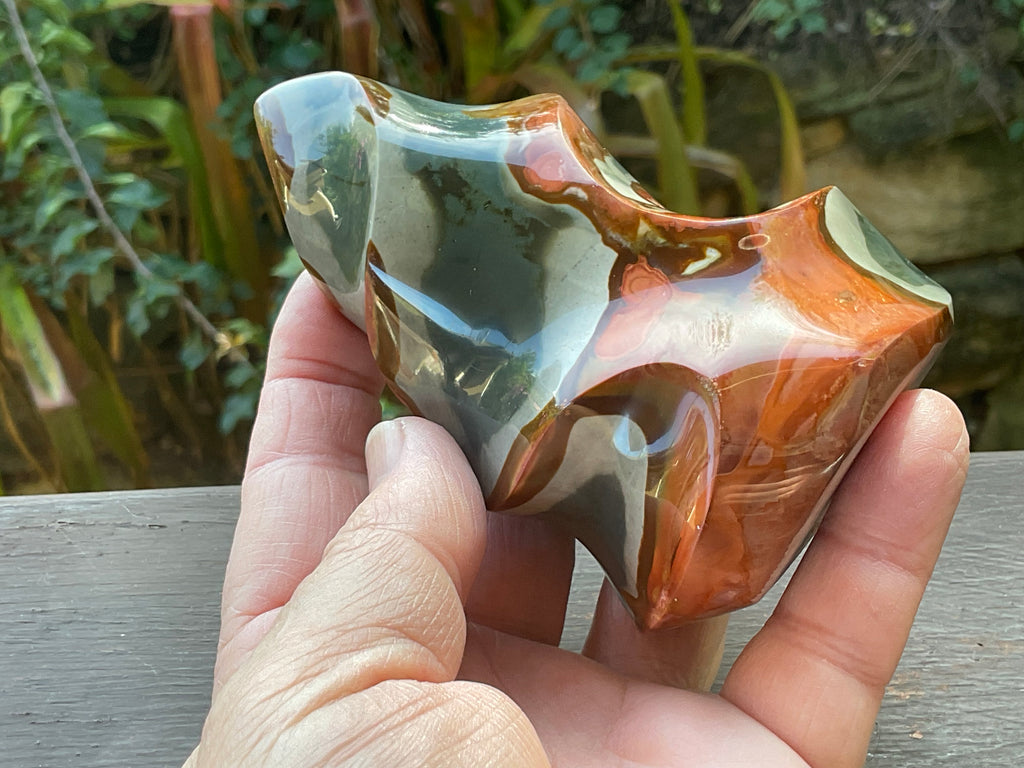 413g Polychrome Jasper Flame Carving B