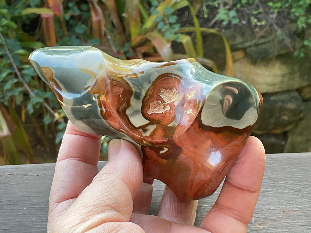 413g Polychrome Jasper Flame Carving B