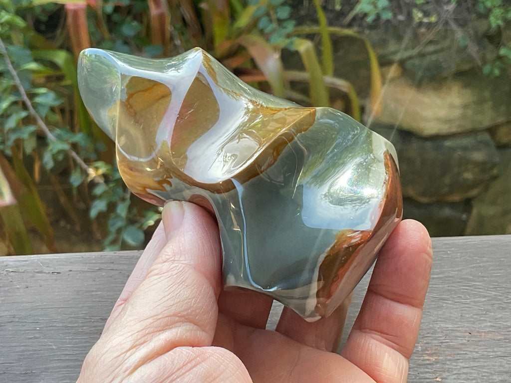 413g Polychrome Jasper Flame Carving B