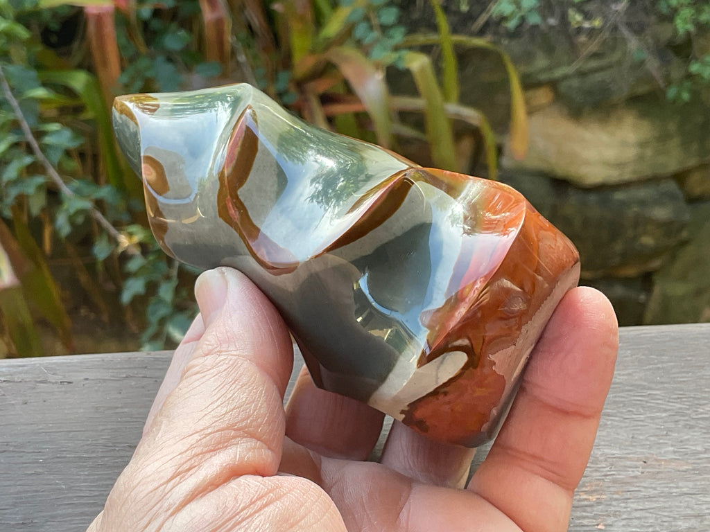 413g Polychrome Jasper Flame Carving B