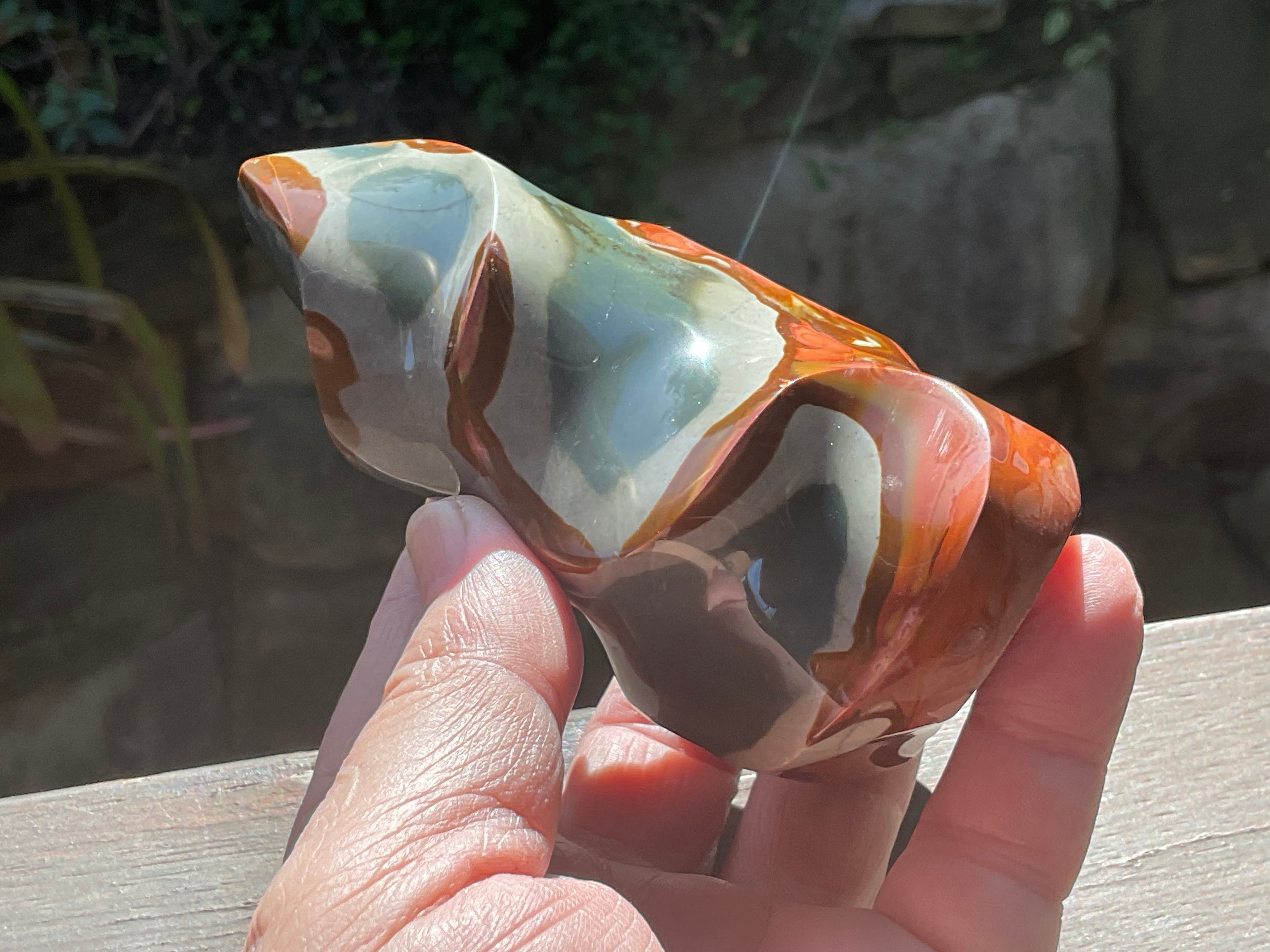 413g Polychrome Jasper Flame Carving B