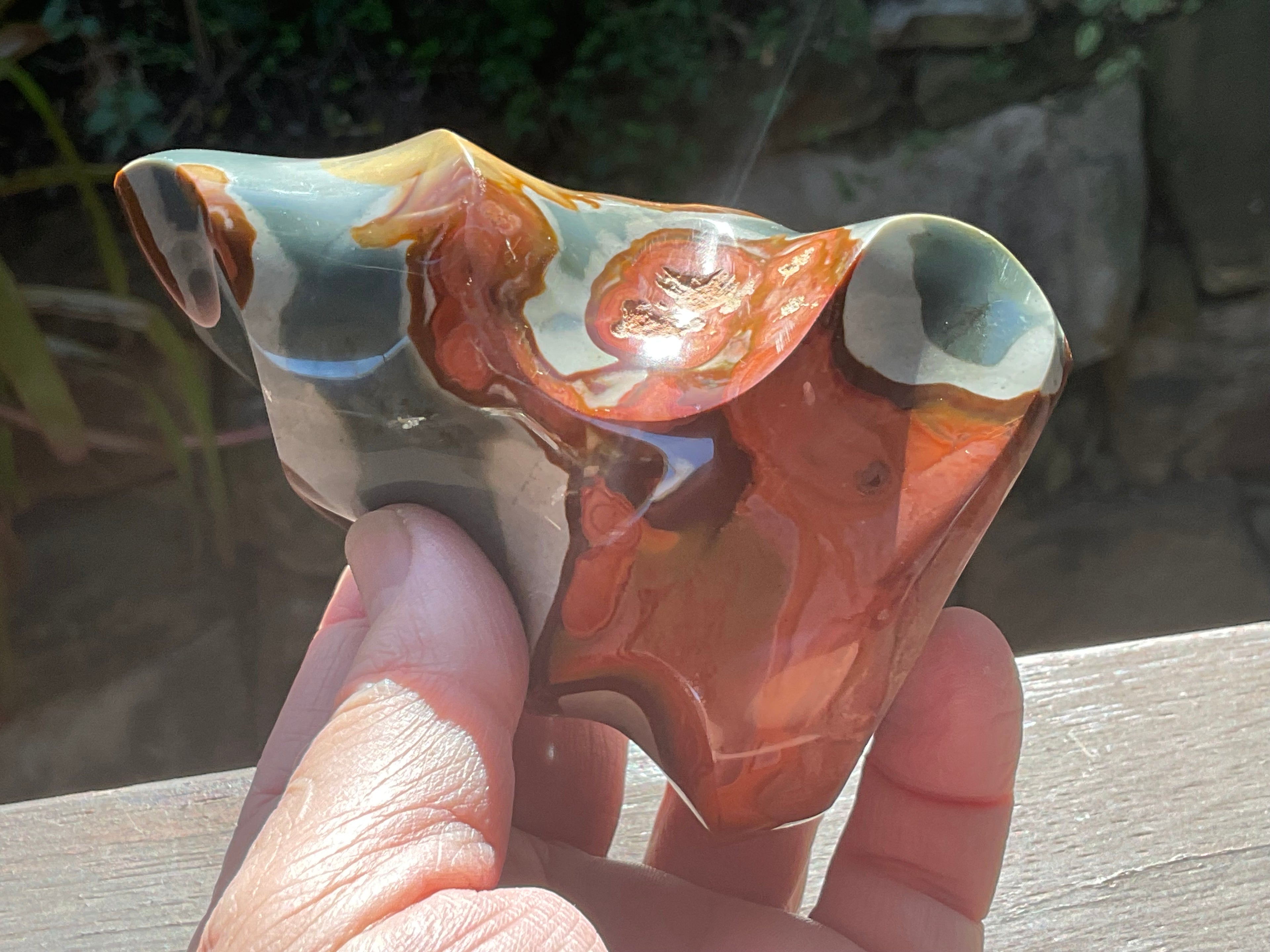 413g Polychrome Jasper Flame Carving B