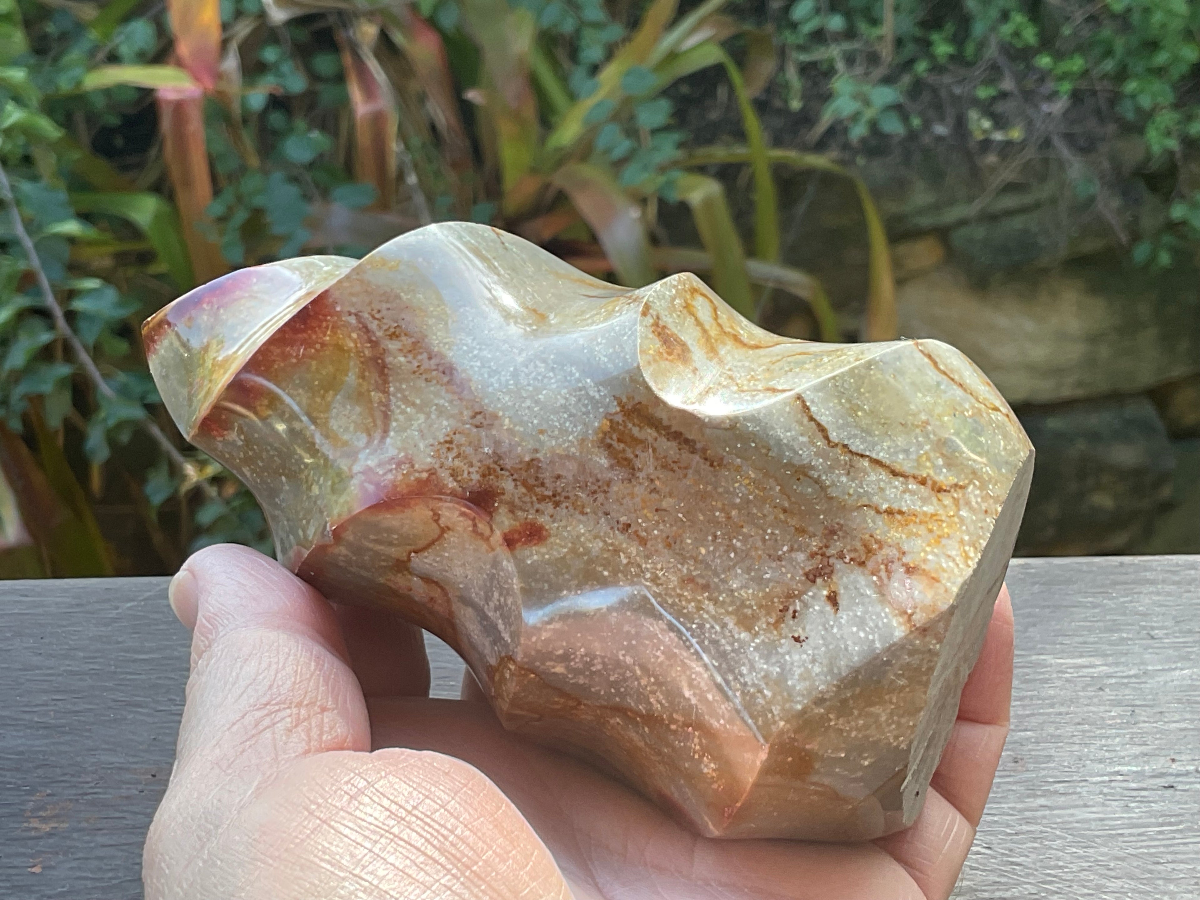 558g Polychrome Jasper Flame Carving C