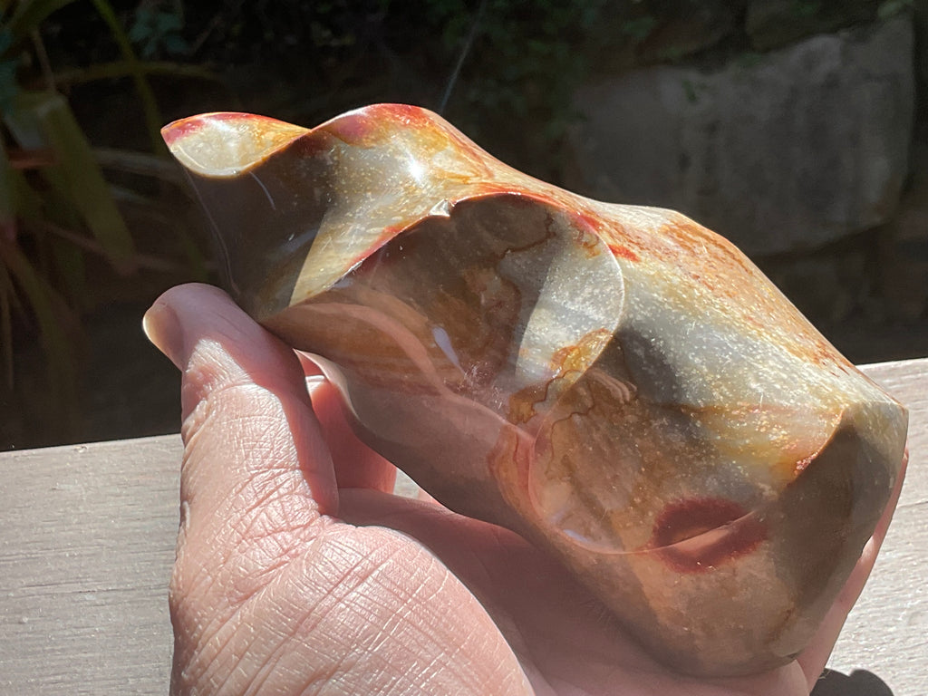 558g Polychrome Jasper Flame Carving C
