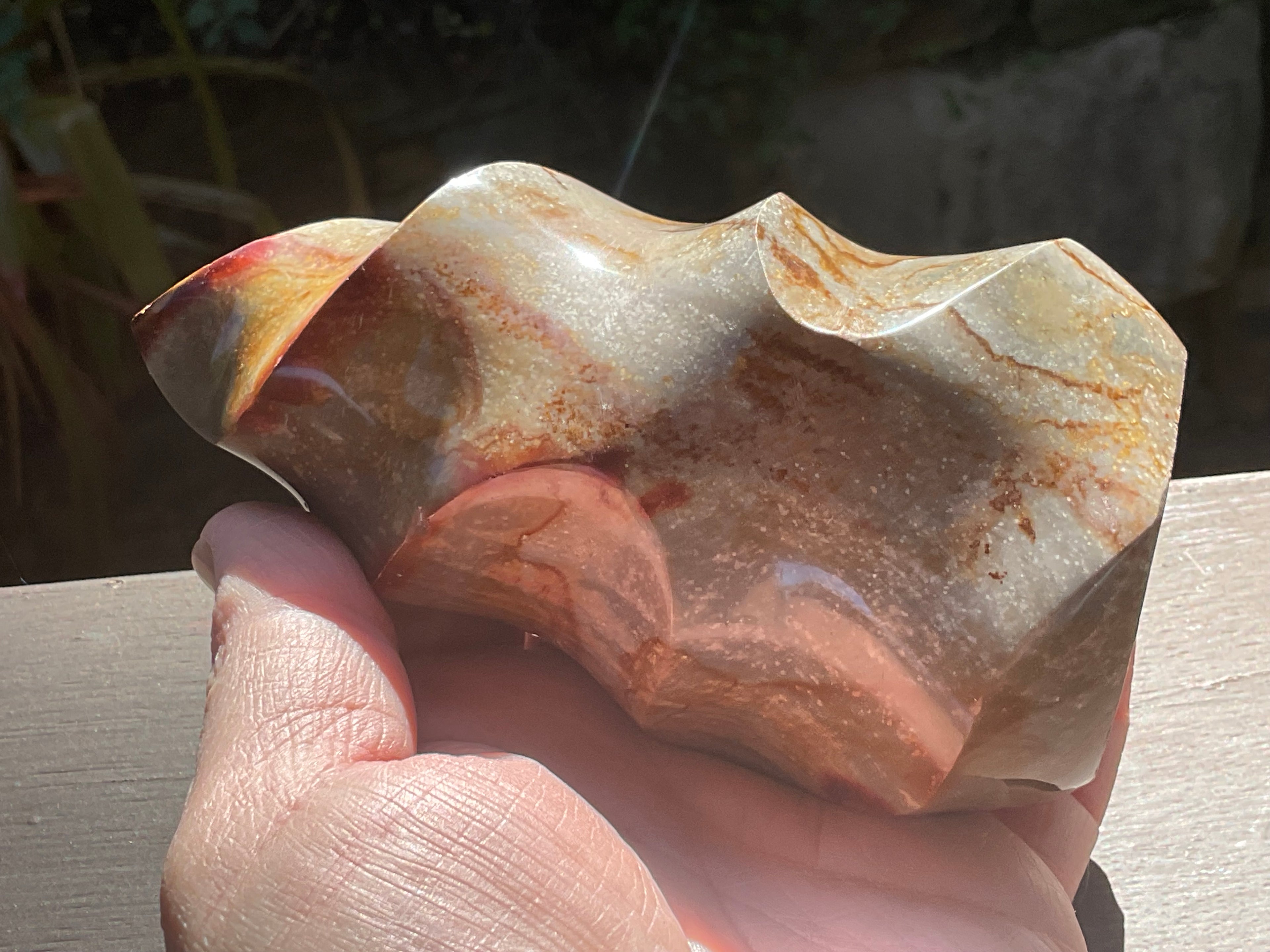 558g Polychrome Jasper Flame Carving C