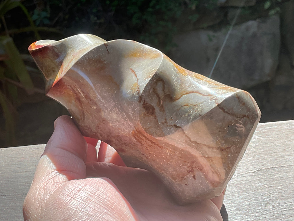 558g Polychrome Jasper Flame Carving C