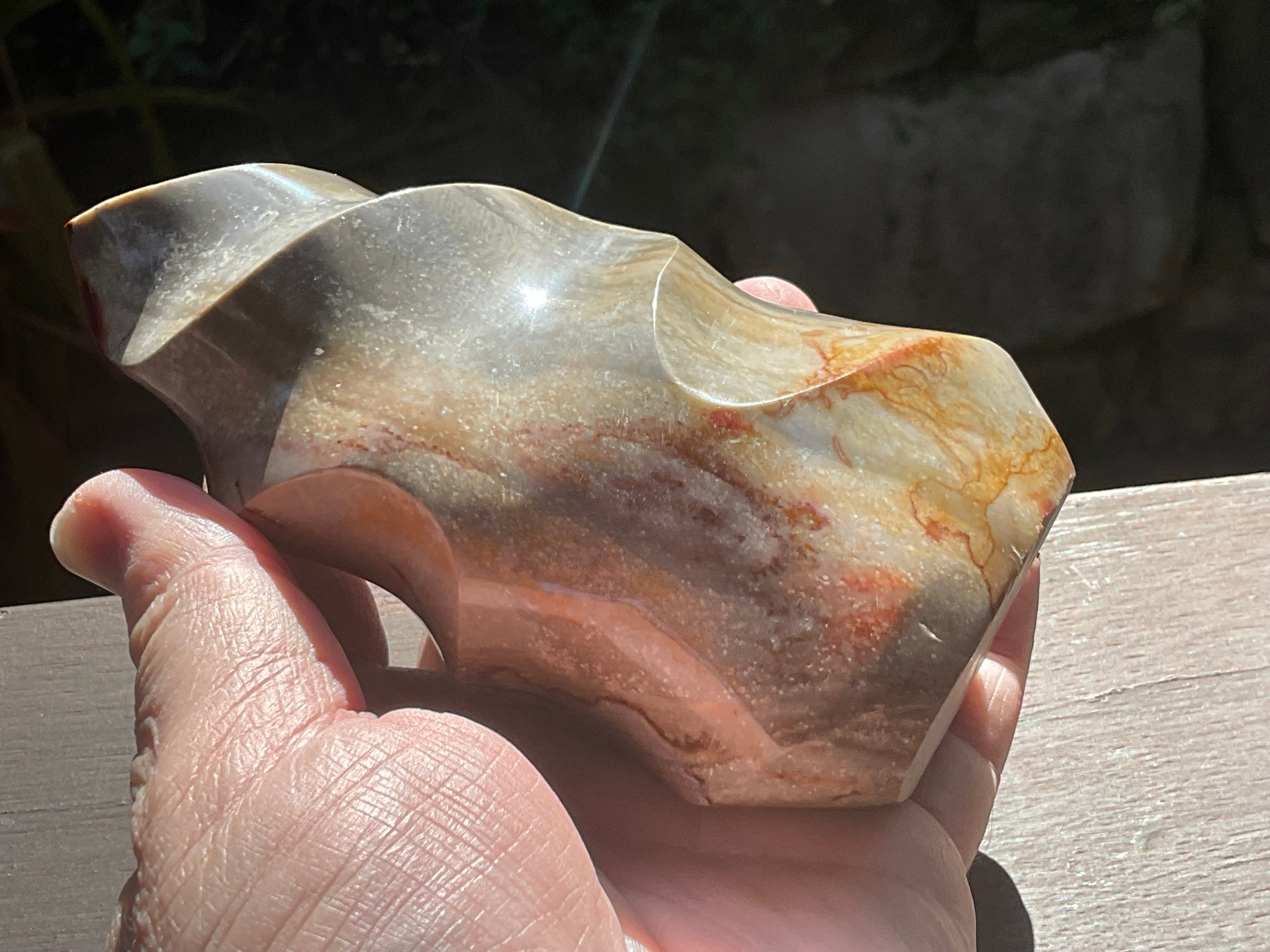 558g Polychrome Jasper Flame Carving C