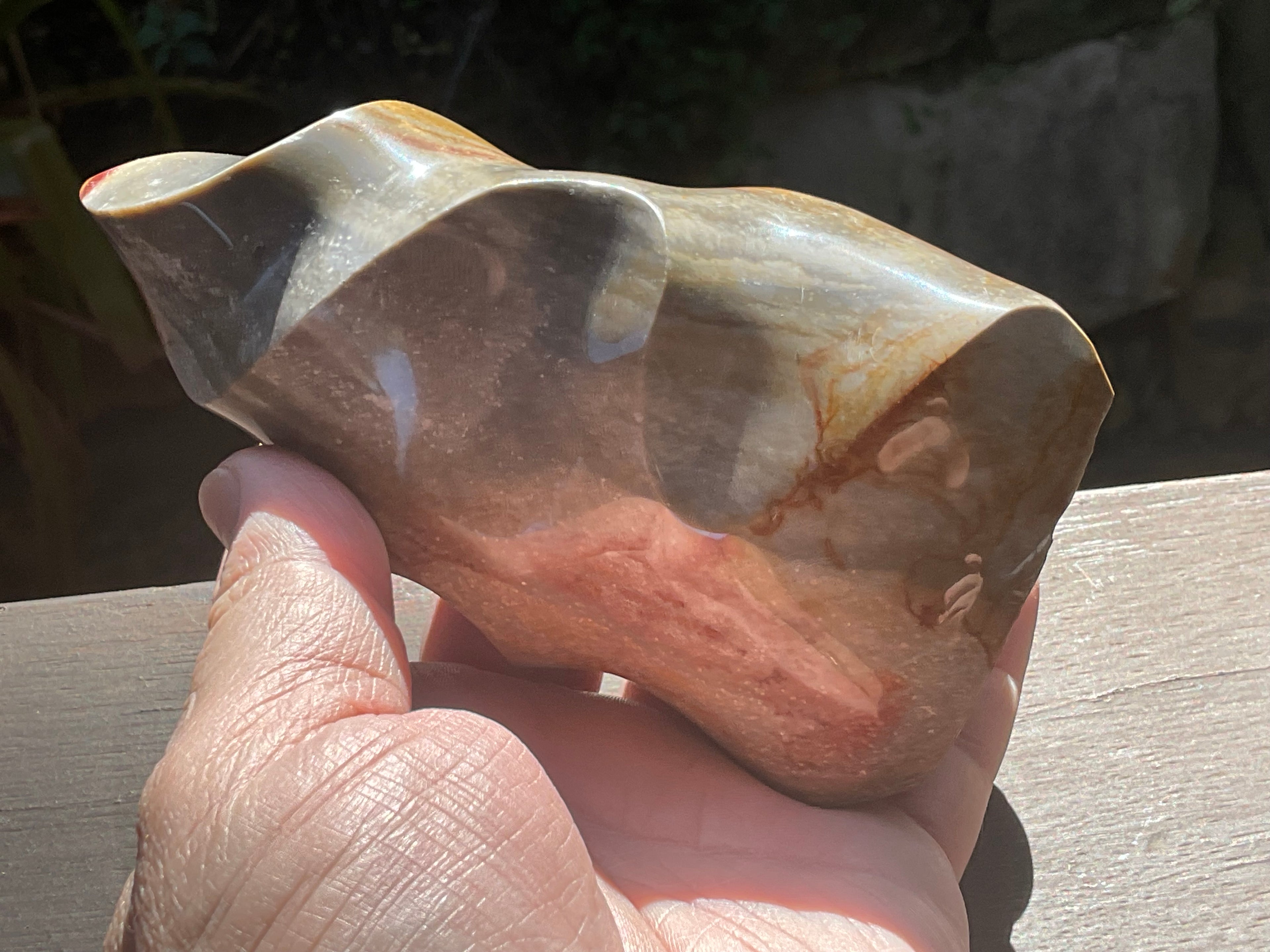 558g Polychrome Jasper Flame Carving C
