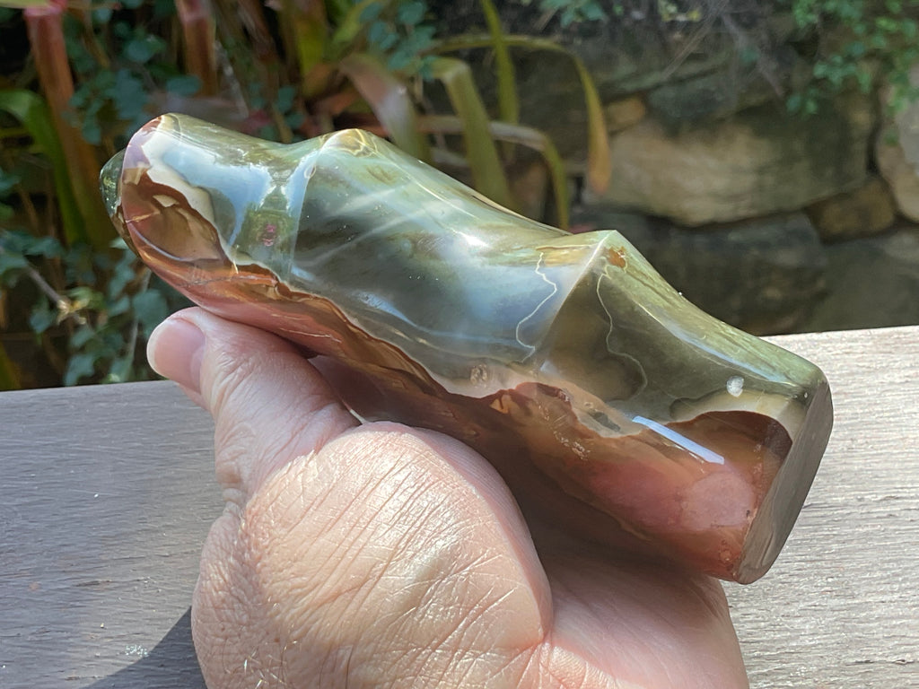 657g Polychrome Jasper Flame Carving D