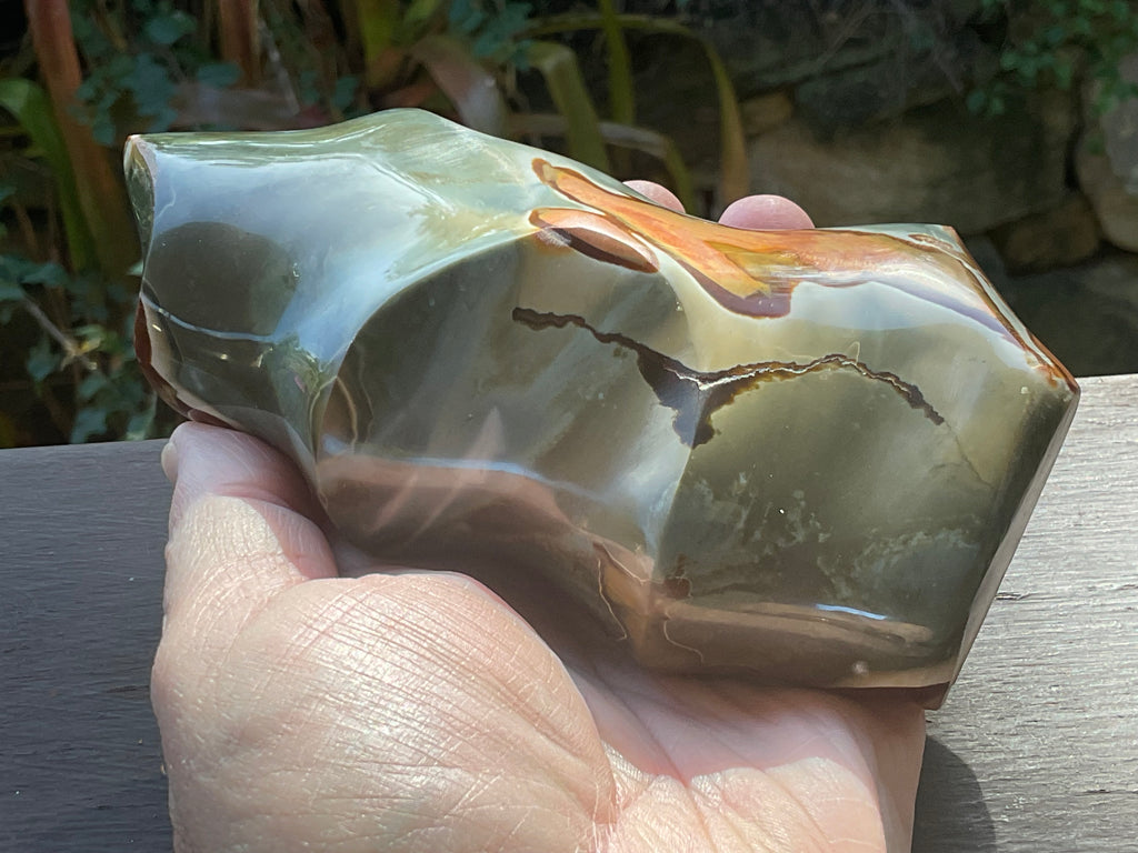 657g Polychrome Jasper Flame Carving D